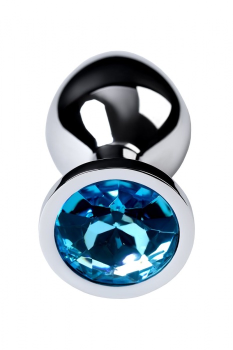 Серебристая конусовидная анальная пробка с голубым кристаллом - 8 см. - ToyFa - купить с доставкой в Тольятти