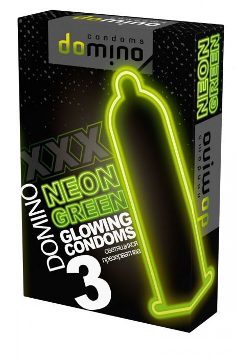 Презервативы DOMINO Neon Green со светящимся в темноте кончиком - 3 шт. - Domino - купить с доставкой в Тольятти