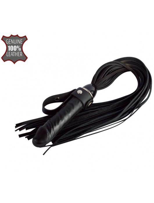 Черная плеть  Ковбой  с ручкой-фаллосом - 55 см. - Sitabella - купить с доставкой в Тольятти