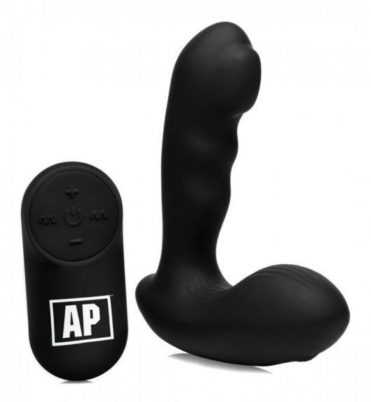 Черный стимулятор простаты Alpha-Pro 7X P-Milker Silicone Prostate Stimulator with Milking Bead - XR Brands - в Тольятти купить с доставкой