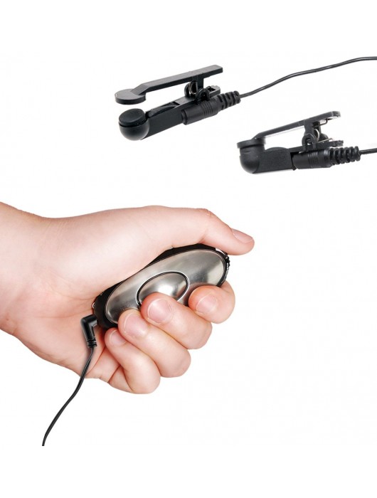 Черные электрические зажимы для сосков Shock Therapy Nipple Clamps - Pipedream - купить с доставкой в Тольятти