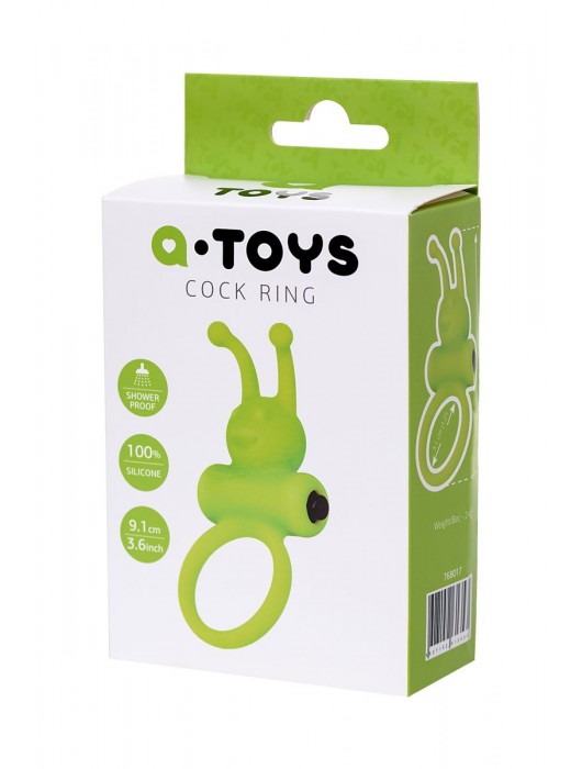 Зеленое эрекционное виброкольцо на пенис Cock Ring - A-toys - в Тольятти купить с доставкой