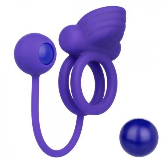 Фиолетовое эрекционное кольцо с утяжелителем Silicone Rechargeable Dual Rockin Rim Enhancer - California Exotic Novelties - в Тольятти купить с доставкой