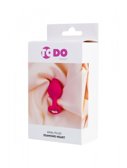Розовая анальная втулка Diamond Heart с прозрачным кристаллом - 8 см. - ToyFa - купить с доставкой в Тольятти