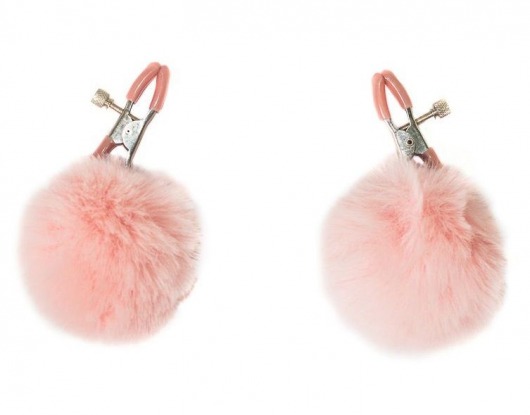Зажимы на соски Angelic с розовыми меховыми шариками - Lola Games - купить с доставкой в Тольятти