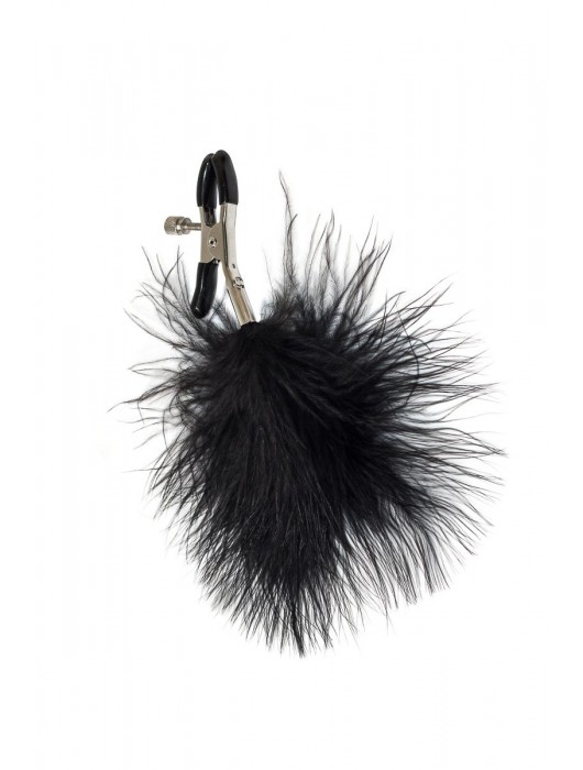 Зажимы на соски с черным пухом Euphoric - Lola Games - купить с доставкой в Тольятти