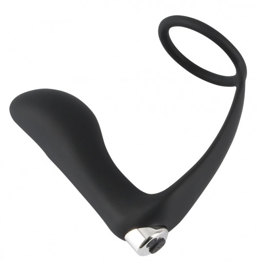 Черное эрекционное кольцо с анальной вибропробкой Vibrating Ring   Plug - Orion - в Тольятти купить с доставкой