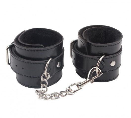 Черные оковы на ноги Obey Me Leather Ankle Cuffs - Chisa - купить с доставкой в Тольятти