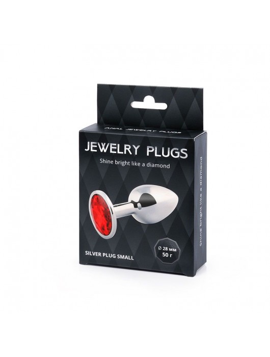 Серебристая анальная пробка с красным стразом - 7,2 см. - Anal Jewelry Plug - купить с доставкой в Тольятти