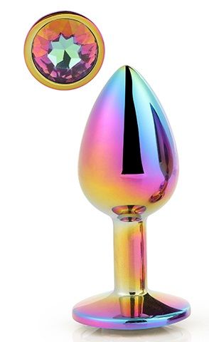 Голографическая анальная втулка с радужным кристаллом - 7,1 см. - Dream Toys - купить с доставкой в Тольятти