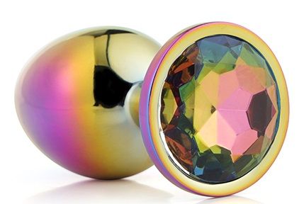 Голографическая анальная втулка с радужным кристаллом - 7,1 см. - Dream Toys - купить с доставкой в Тольятти