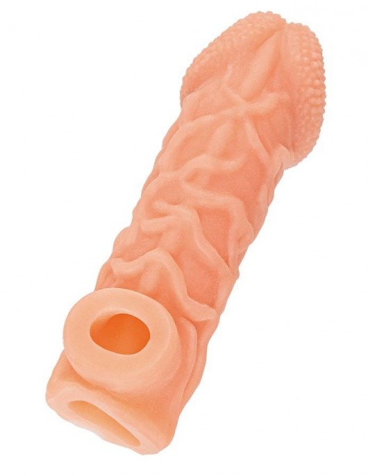 Телесная закрытая насадка с венками Cock Sleeve Size S - 13,8 см. - KOKOS - в Тольятти купить с доставкой