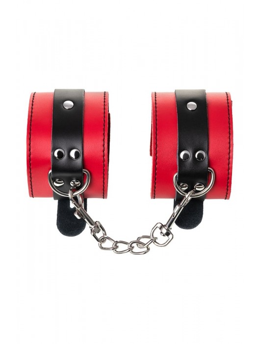 Красно-черные оковы на ноги из кожи - ToyFa - купить с доставкой в Тольятти