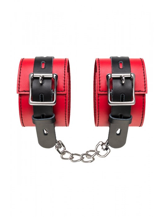 Красно-черные оковы на ноги из кожи - ToyFa - купить с доставкой в Тольятти