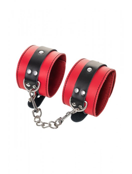 Красно-черные оковы на ноги из кожи - ToyFa - купить с доставкой в Тольятти