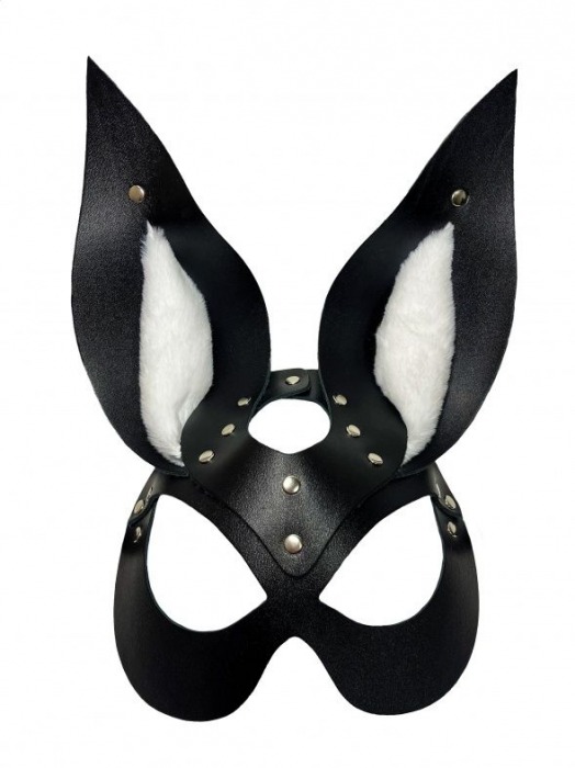 Черная маска зайки с белым мехом на ушках Miss Bunny - БДСМ Арсенал - купить с доставкой в Тольятти