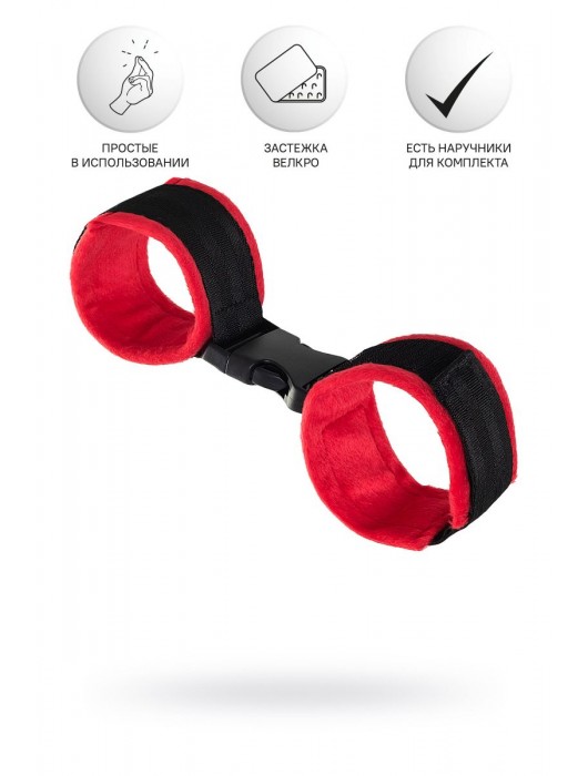 Красно-черные велюровые оковы Anonymo - ToyFa - купить с доставкой в Тольятти