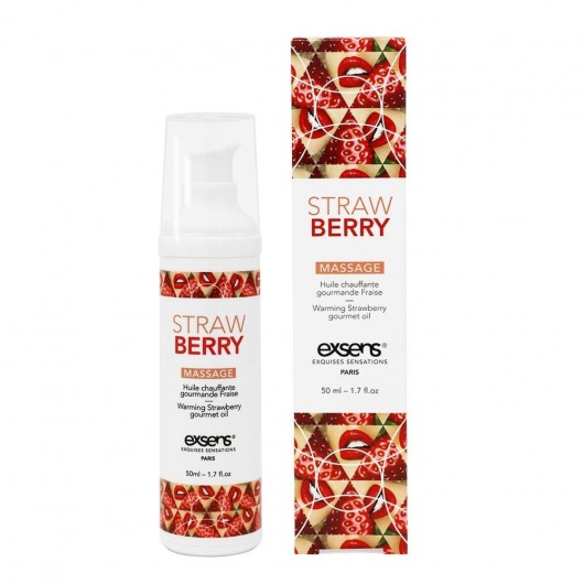 Разогревающее массажное масло  с ароматом клубники Gourmet Strawberry - 50 мл. - Exsens - купить с доставкой в Тольятти