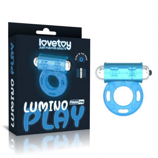 Голубое, светящееся в темноте эрекционное виброкольцо Lumino Play Vibrating Penis Ring - Lovetoy - в Тольятти купить с доставкой