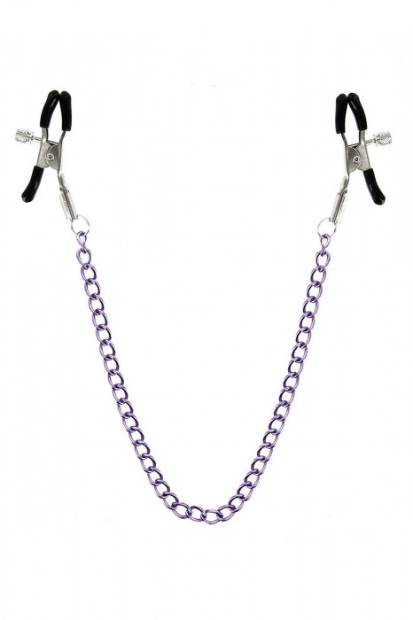 Зажимы для сосков с фиолетовой цепочкой Sweet Caress Nipple Chain - Sweet Caress - купить с доставкой в Тольятти