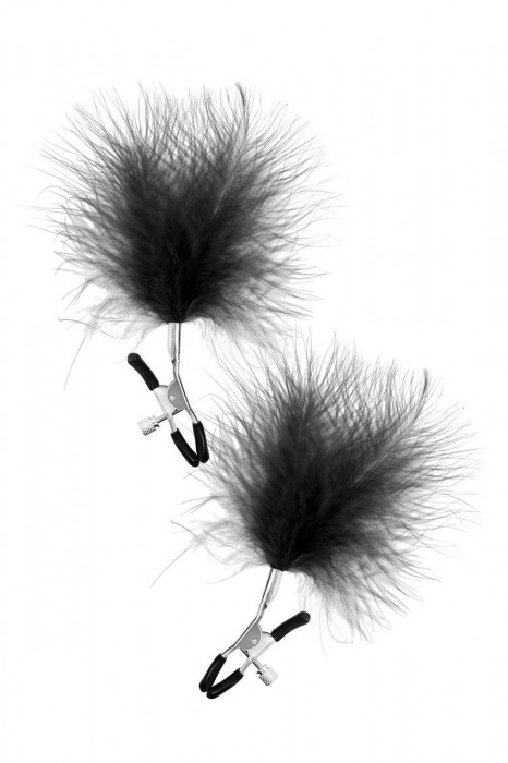 Зажимы на соски с черными пуховыми кисточками Sweet Caress Feather Nipple Clumps - Sweet Caress - купить с доставкой в Тольятти