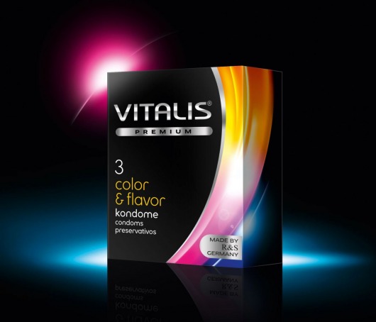 Цветные ароматизированные презервативы VITALIS PREMIUM color   flavor - 3 шт. - Vitalis - купить с доставкой в Тольятти