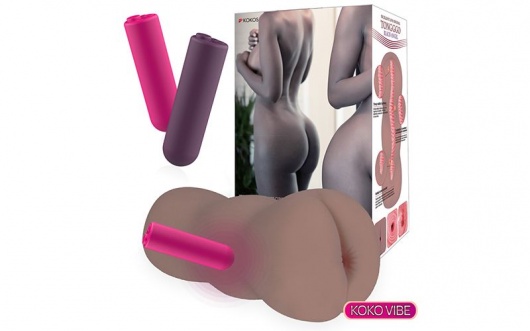 Коричневый вибромастурбатор-анус TONGGGO-Black Angel Auto - KOKOS - в Тольятти купить с доставкой