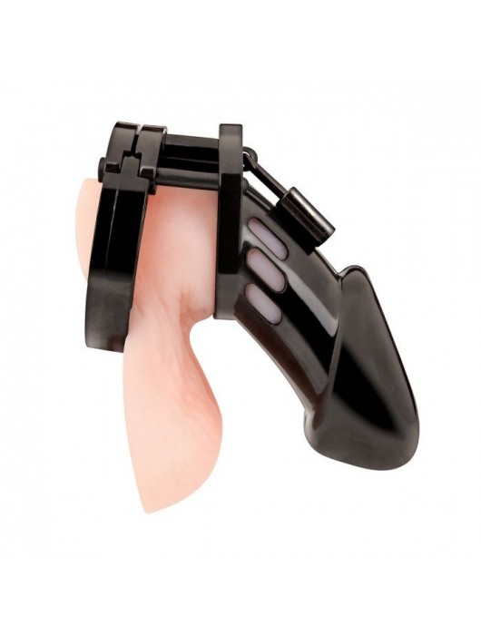 Черная акриловая клетка целомудрия для члена с замком - BlueLine - купить с доставкой в Тольятти