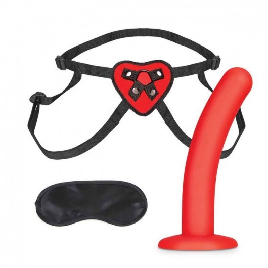 Красный поясной фаллоимитатор Red Heart Strap on Harness   5in Dildo Set - 12,25 см. - Lux Fetish - купить с доставкой в Тольятти