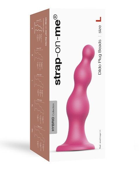 Розовая насадка Strap-On-Me Dildo Plug Beads size L - Strap-on-me - купить с доставкой в Тольятти