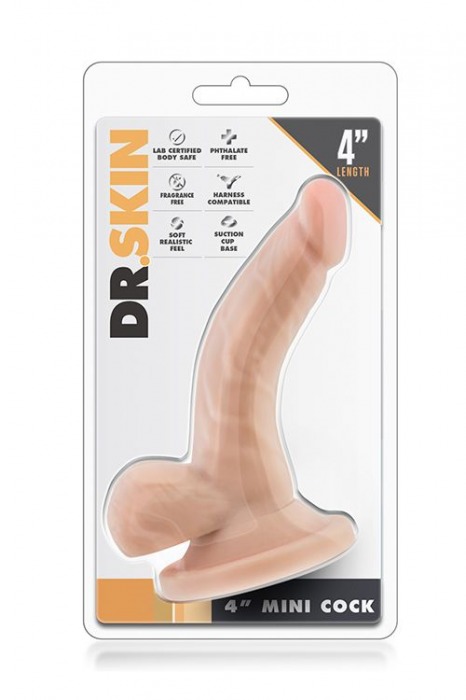 Телесный анальный фаллоимитатор 4 Inch Mini Cock - 12 см. - Blush Novelties