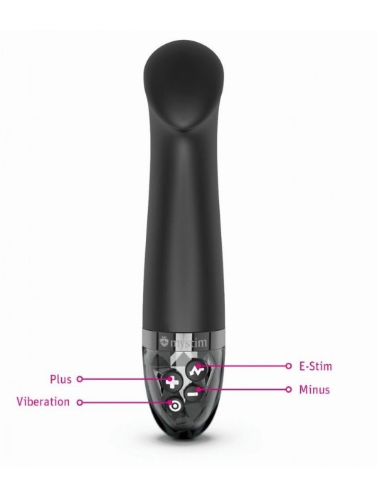 Черный вибратор с функцией электростимуляции Right on Ron - 17 см. - MyStim - купить с доставкой в Тольятти