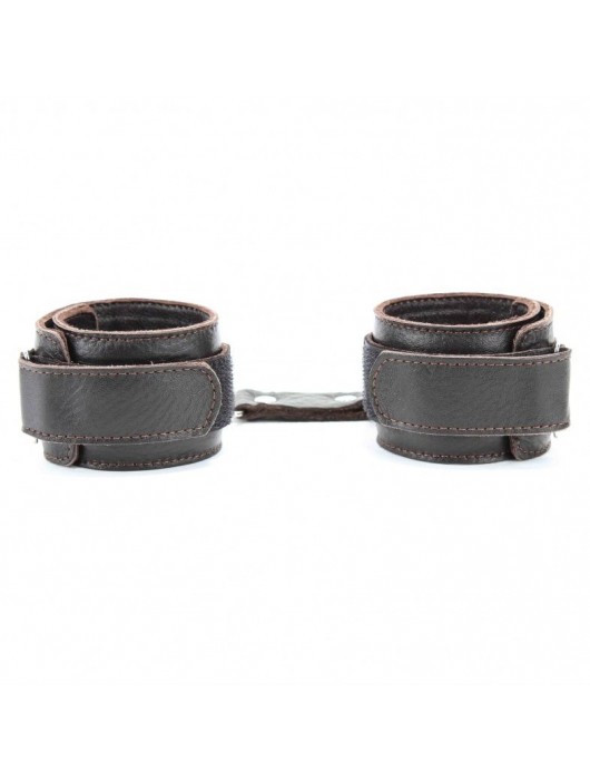 Коричневые кожаные оковы с клепками - БДСМ Арсенал - купить с доставкой в Тольятти