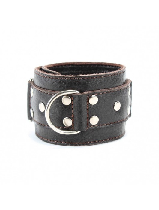 Коричневые кожаные оковы с клепками - БДСМ Арсенал - купить с доставкой в Тольятти