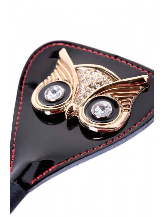 Чёрный стек с совой на кожаном наконечнике - 24 см. - ToyFa - купить с доставкой в Тольятти