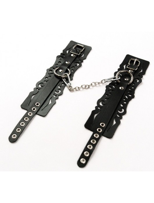 Узорчатые кожаные оковы с регулируемыми ремешками - Crazy Handmade - купить с доставкой в Тольятти