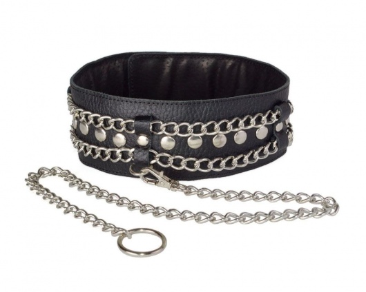 Чёрный ошейник с цепочками и поводком - Sitabella - купить с доставкой в Тольятти