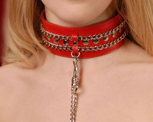 Красный ошейник с цепочками - Sitabella - купить с доставкой в Тольятти
