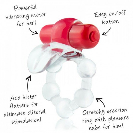 Виброкольцо с язычком и красным виброэлементом Overtime - Screaming O - в Тольятти купить с доставкой