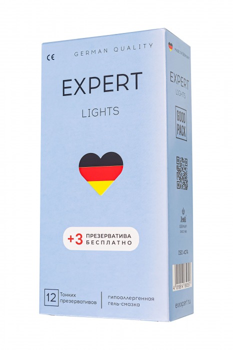 Ультратонкие презервативы EXPERT Lights - 12 шт.(+3 в подарок) - Expert - купить с доставкой в Тольятти