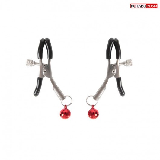 Серебристые зажимы на соски с шариками - Notabu - купить с доставкой в Тольятти