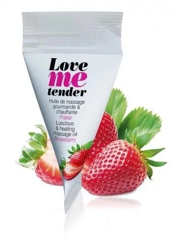 Съедобное согревающее массажное масло Love Me Tender Strawberry с ароматом клубники - 10 мл. - Love to Love - купить с доставкой в Тольятти