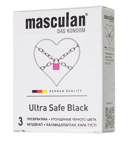 Ультрапрочные презервативы Masculan Ultra Safe Black - 3 шт. - Masculan - купить с доставкой в Тольятти