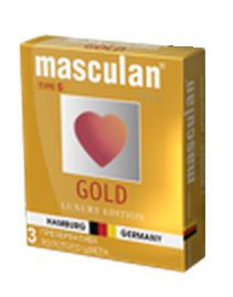 Презервативы Masculan Ultra Gold с золотым напылением и ароматом ванили - 3 шт. - Masculan - купить с доставкой в Тольятти