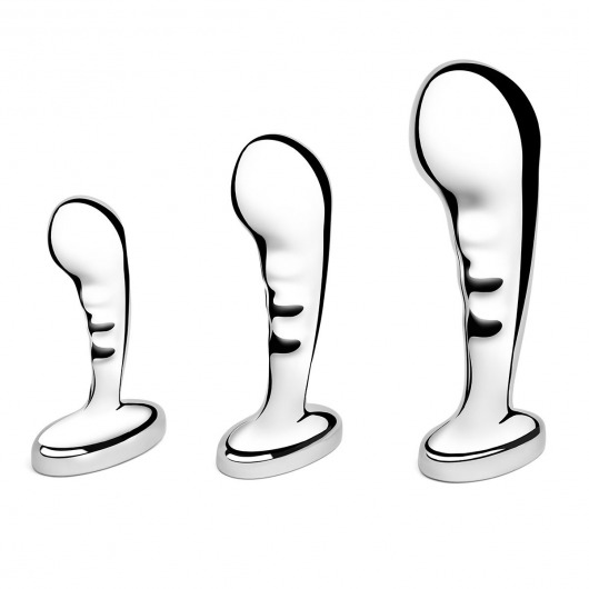 Набор из 3 стальных стимуляторов простаты Stainless Steel P-spot Training Set - b-Vibe - в Тольятти купить с доставкой