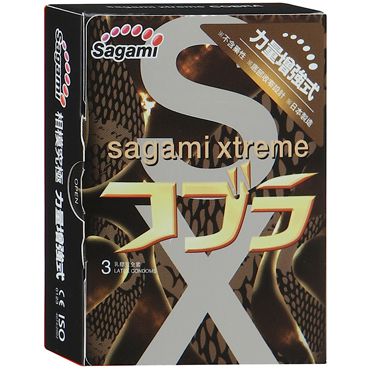 Суженные к основанию презервативы Sagami Xtreme COBRA - 3 шт. - Sagami - купить с доставкой в Тольятти