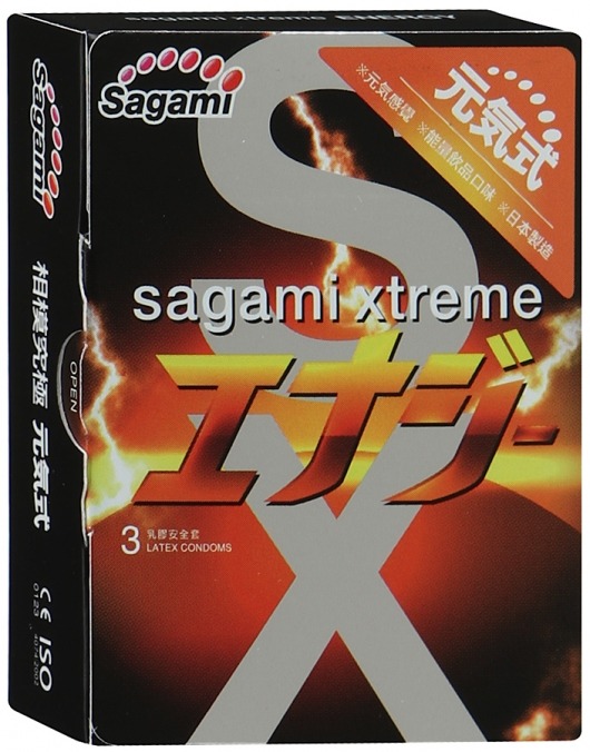 Презервативы Sagami Xtreme ENERGY с ароматом энергетика - 3 шт. - Sagami - купить с доставкой в Тольятти