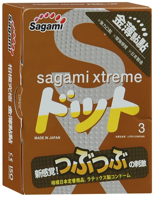 Презервативы Sagami Xtreme FEEL UP с точечной текстурой и линиями прилегания - 3 шт. - Sagami - купить с доставкой в Тольятти