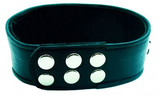 Чёрный кожаный ошейник с полукольцами и клёпками - БДСМ Арсенал - купить с доставкой в Тольятти