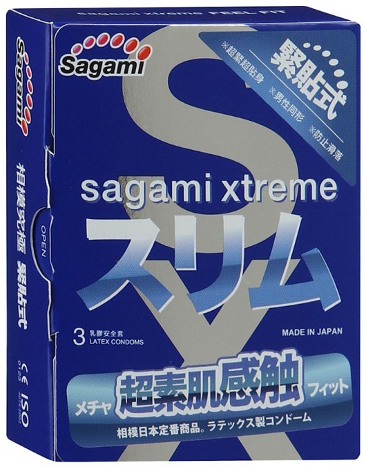 Розовые презервативы Sagami Xtreme FEEL FIT 3D - 3 шт. - Sagami - купить с доставкой в Тольятти